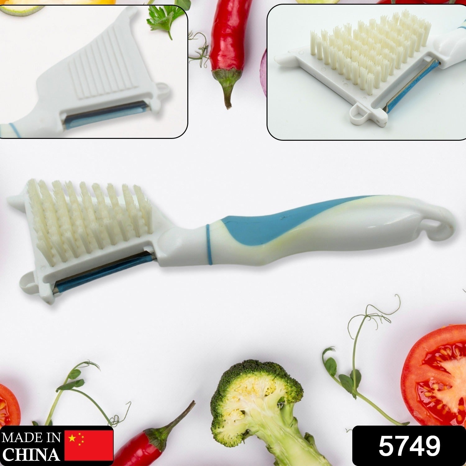 5749 Multipurpose Peeler Brush, Vegetable Peeler with Brush, Multifunctional Fruits and Vegetable Cleaning Brush, Stainless Steel Potato Peelers, Home Kitchen Peeler with Long Handle (1 Pc ) 5749 Multipurpose Peeler Brush, Vegetable Peeler with Brush, Multifunctional Fruits and Vegetable Cleaning Brush, Stainless Steel Potato Peelers, Home Kitchen Peeler with Long Handle (1 Pc )